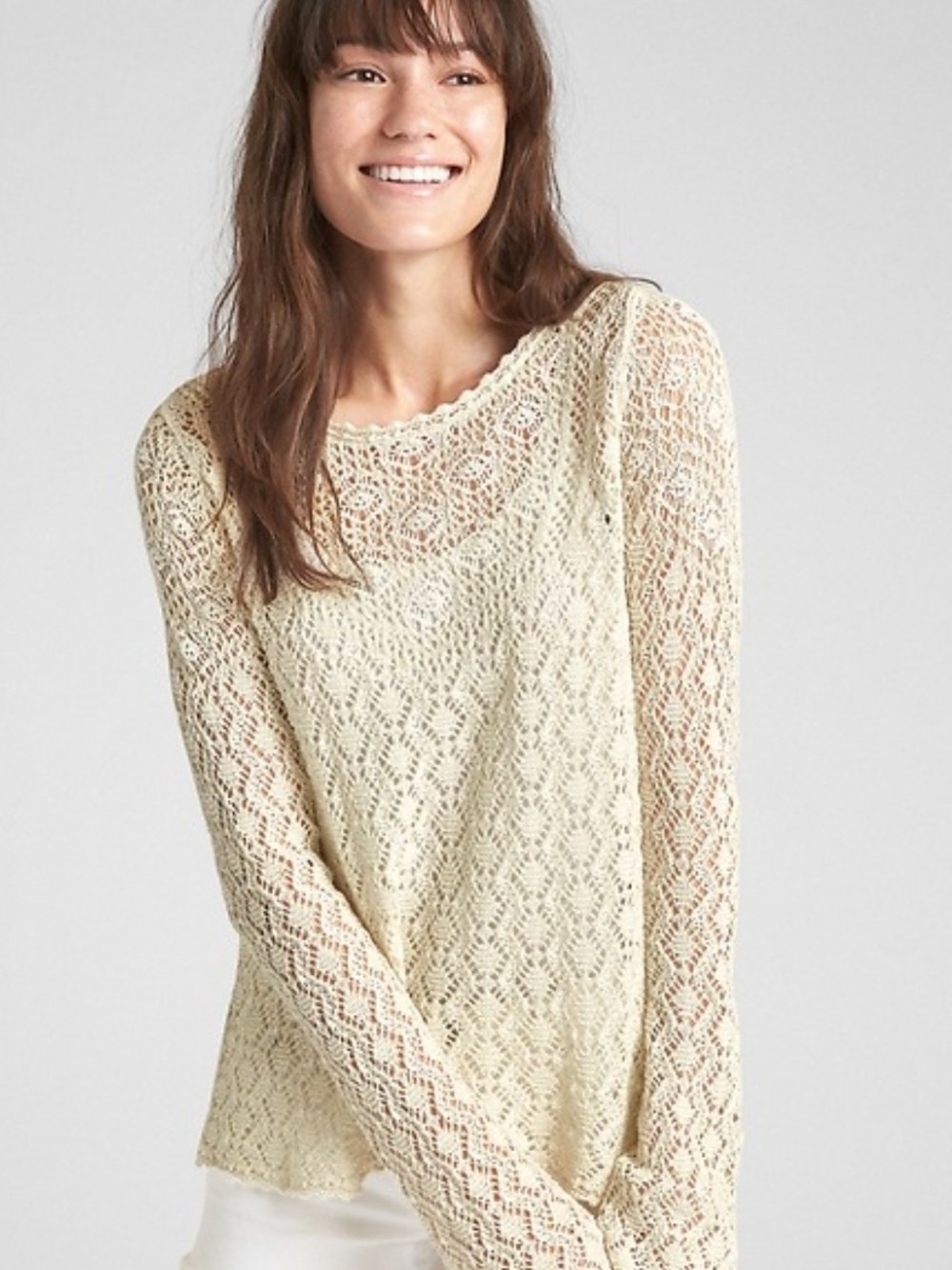 GAP Crocheted Pullover Crewneck Sweater with Metallic Detail 🩶 Size Small